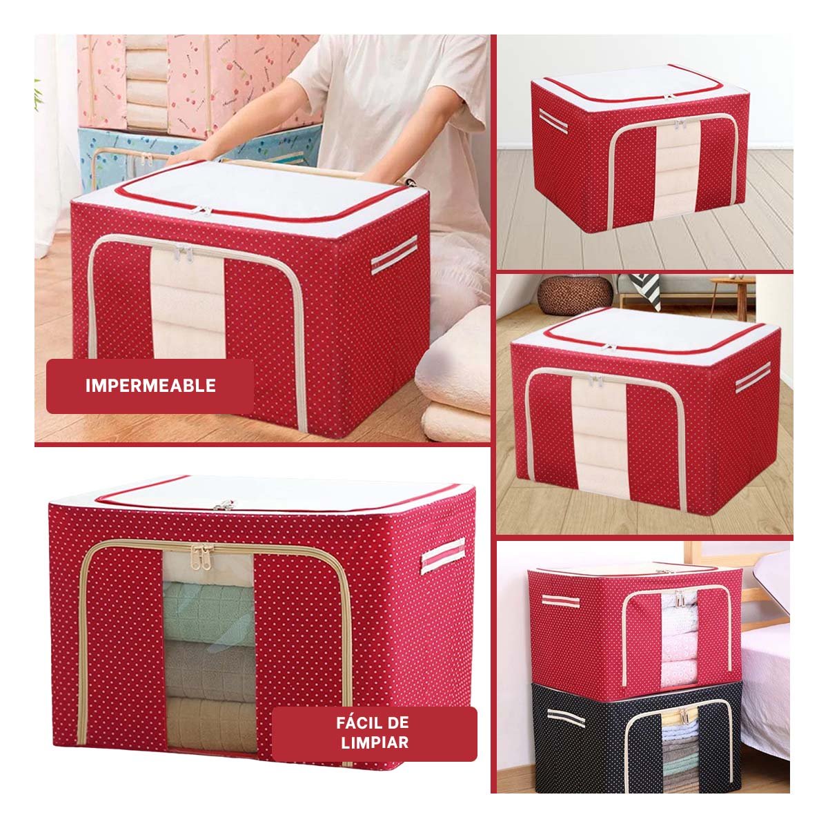 PACK4 COFRE DE ORDEN PLEGABLE PARA CASA CON SOLUCION PRACTICA DE GUARDADO Y+REGALO STICKER - 2