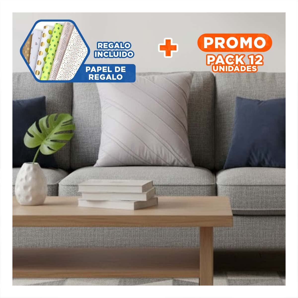 PACK12 FORRO DECORATIVO CON TERCIOPELO PLOMO CLARO Y LECTURA DIAGONAL CONTINUA YPAPEL REGALO - 1