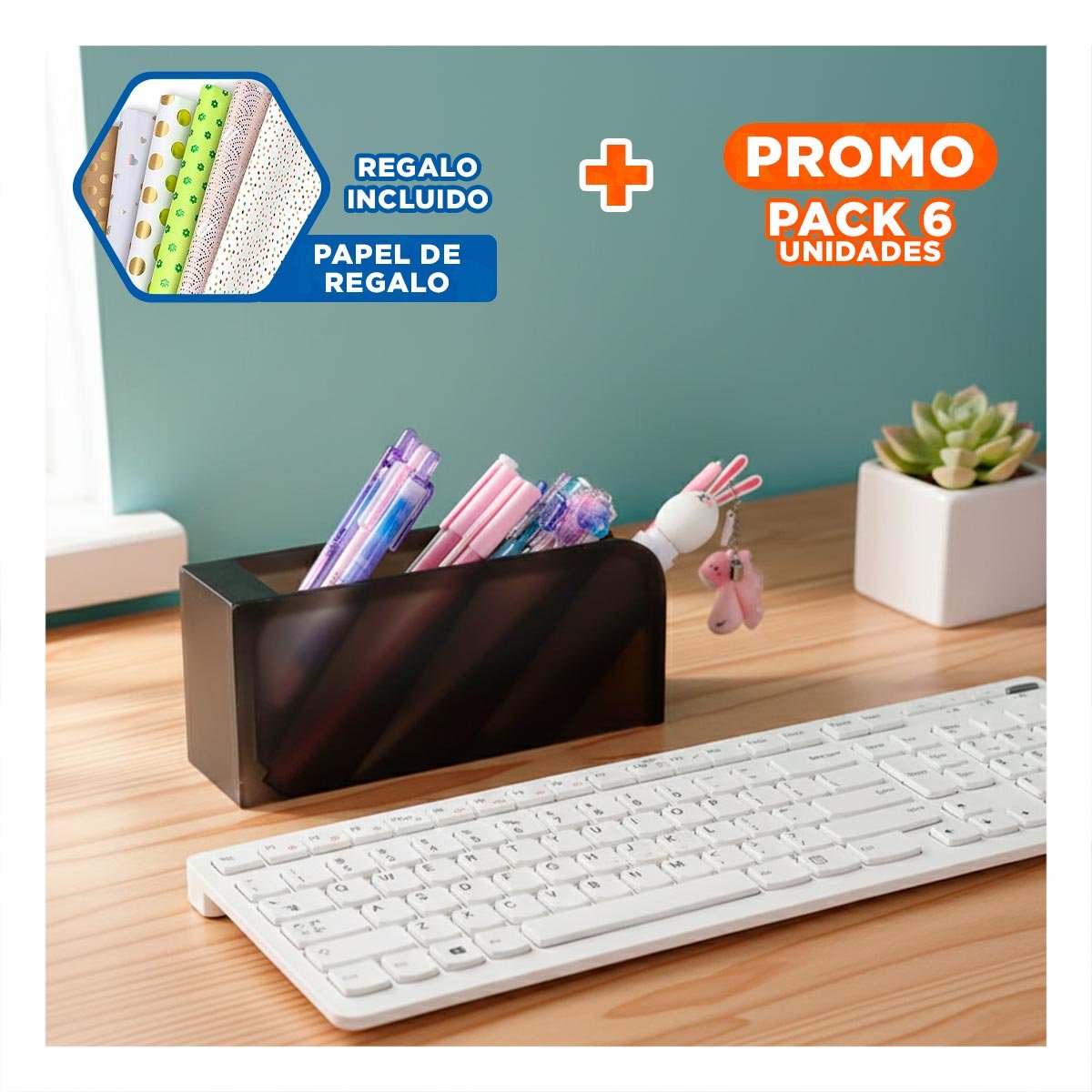 PACK6 MODULO FUNCIONAL PARA AREA DE ESTUDIO NEGRO Y+PAPEL REGALO - 1