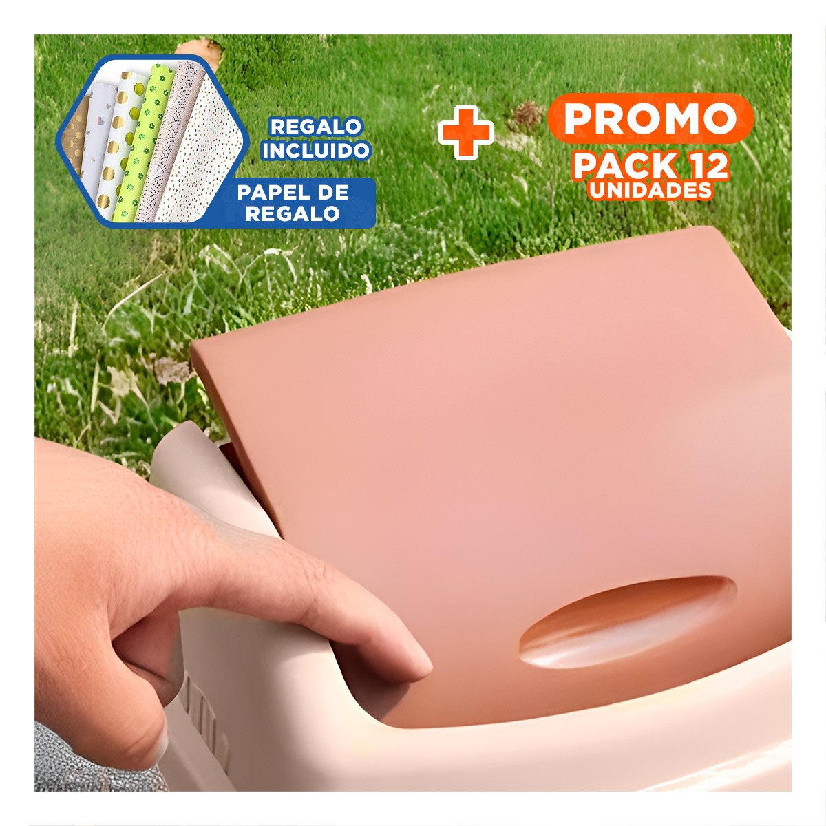 PACK12 DEPOSITO MARRON PARA BASURA CON TAPA VAIVEN FUNCIONAL 15L YPAPEL REGALO - 1