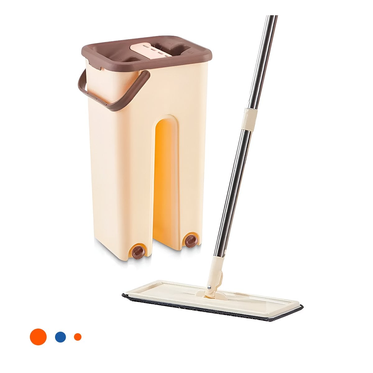 MOPA ROTATIVA 360 CON BALDE CENTRIFUGADOR BEIGE Y MARRON FACIL LAVADO YPAPEL REGALO - 1