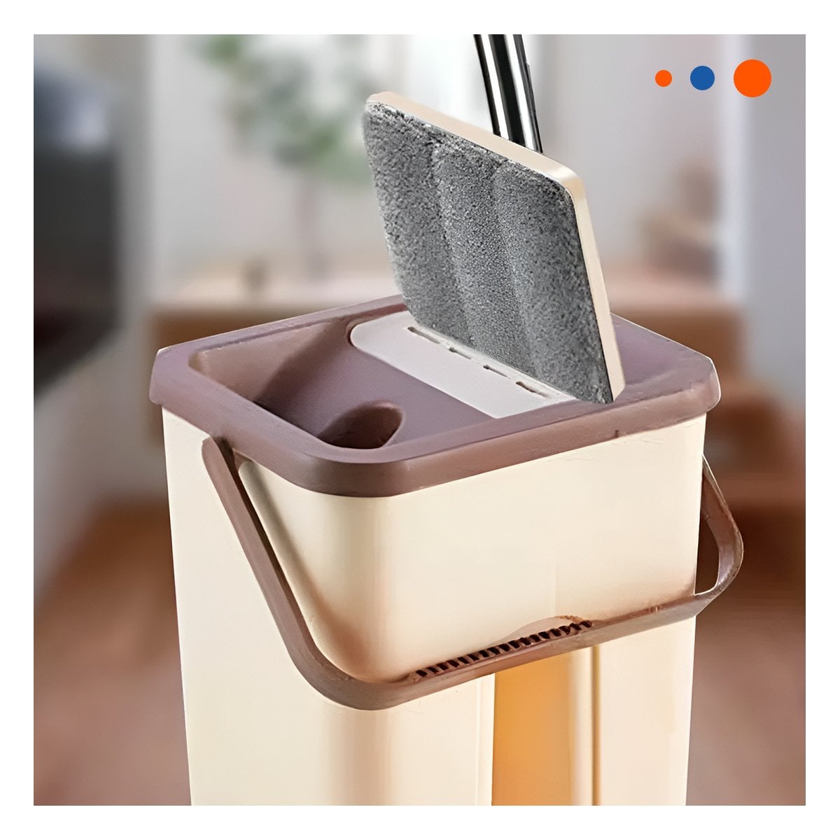 MOPA ROTATIVA 360 CON BALDE CENTRIFUGADOR BEIGE Y MARRON FACIL LAVADO YPAPEL REGALO - 2