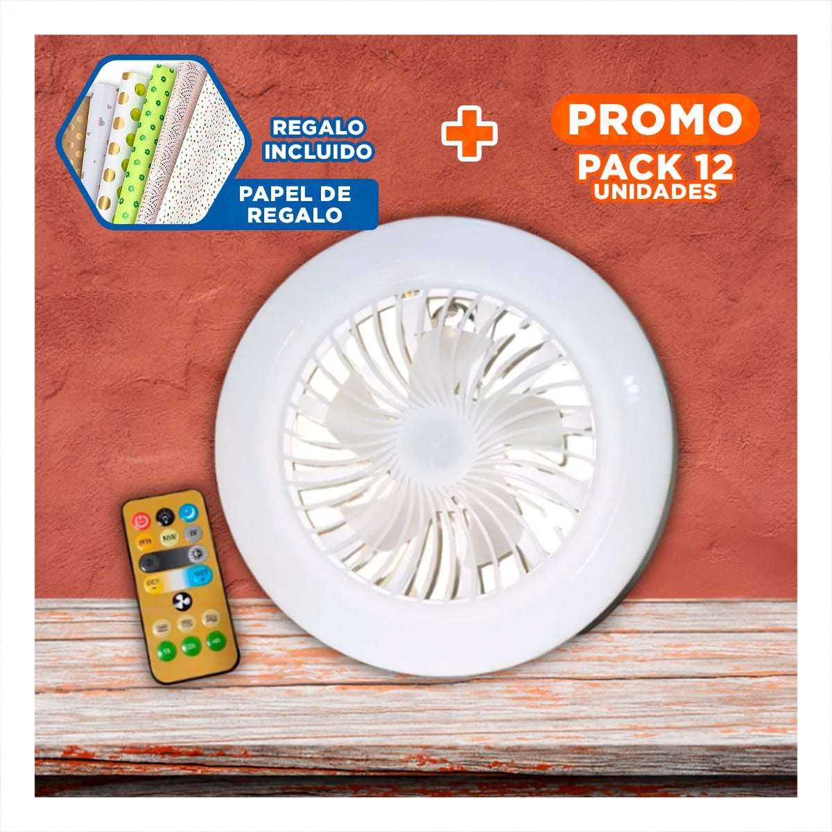 PACK12 LUMINARIA CON CONTROL REMOTO LED 30 W E27 E26 BLANCO PARA CASA Y OFICINA Y+PAPEL REGALO - 1