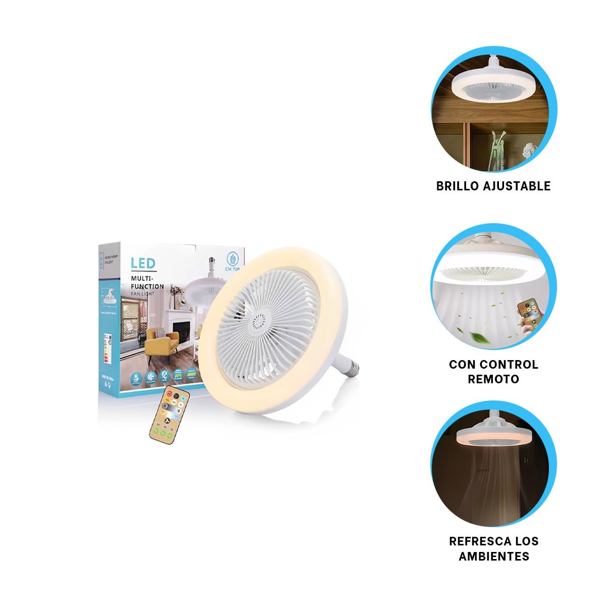 PACK6 FOCO CON CONTROL REMOTO LED 30 W E27 E26 BLANCO PARA SALA Y COMEDOR Y+REGALO STICKER - 2