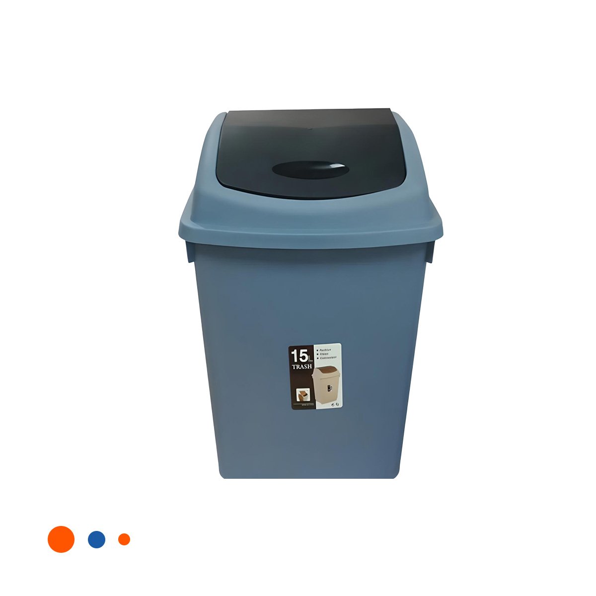RECIPIENTE AZUL PARA BASURA CON SISTEMA VAIVEN Y VOLUMEN 15L YPAPEL REGALO - 1