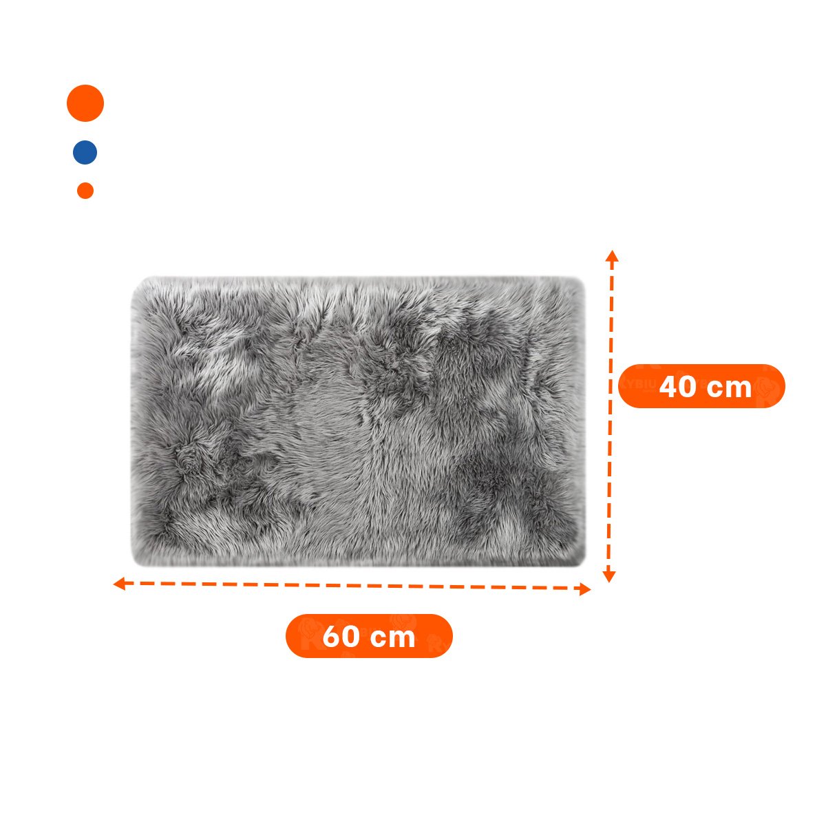 PACK6 ALFOMBRILLA DE PELUCHE DECORATIVO RECTANGULAR PLOMO 40X60CM YPAPEL REGALO - 4