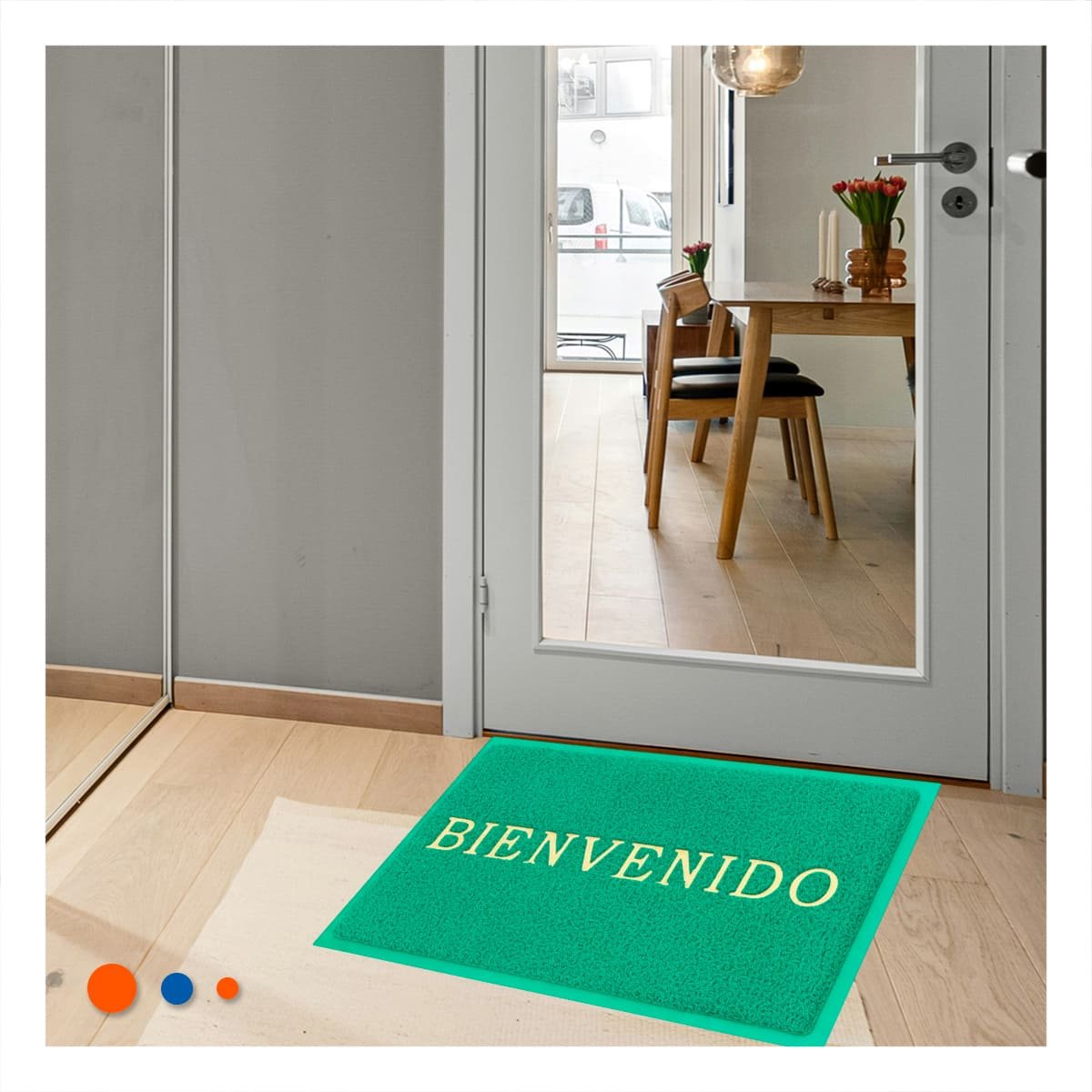 PACK6 ESTERA RECTANGULAR BIENVENIDO VERDE PARA COCINA SALA Y PASILLO - 3