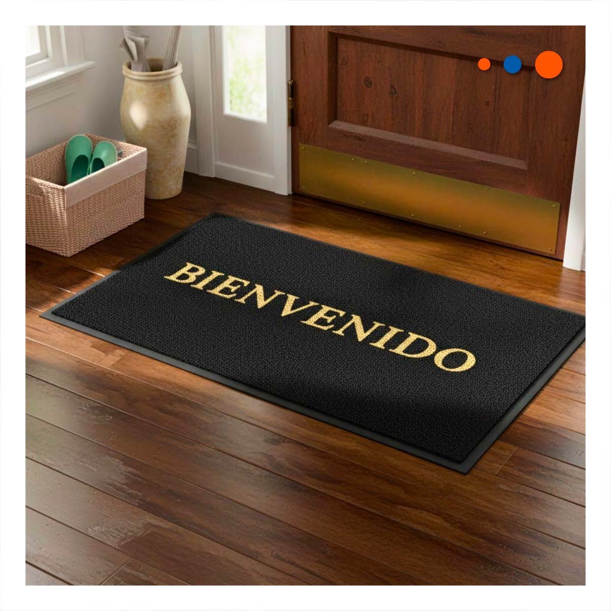 PACK4 FELPUDO RECTANGULAR BIENVENIDO NEGRO PARA COCINA SALA Y ACCESO Y+PAPEL REGALO - 2