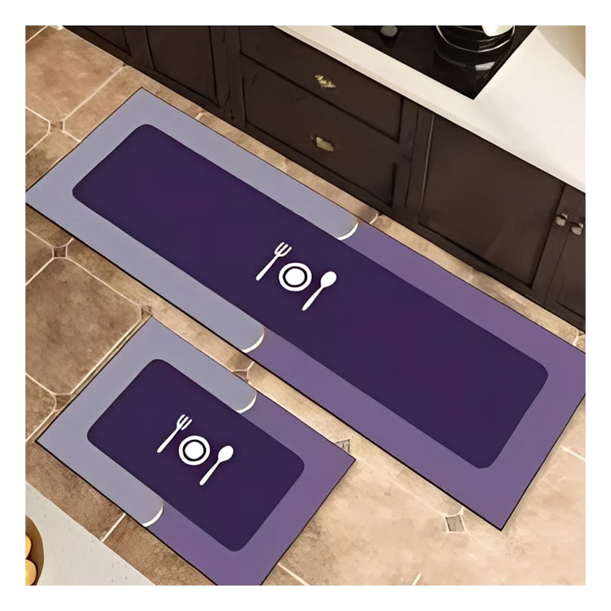 PACK4 ACCESORIO DE PISO ANTIDESLIZANTE PARA COCINA Y ZONAS DE CASA MORADO Y+REGALO STICKER - 3