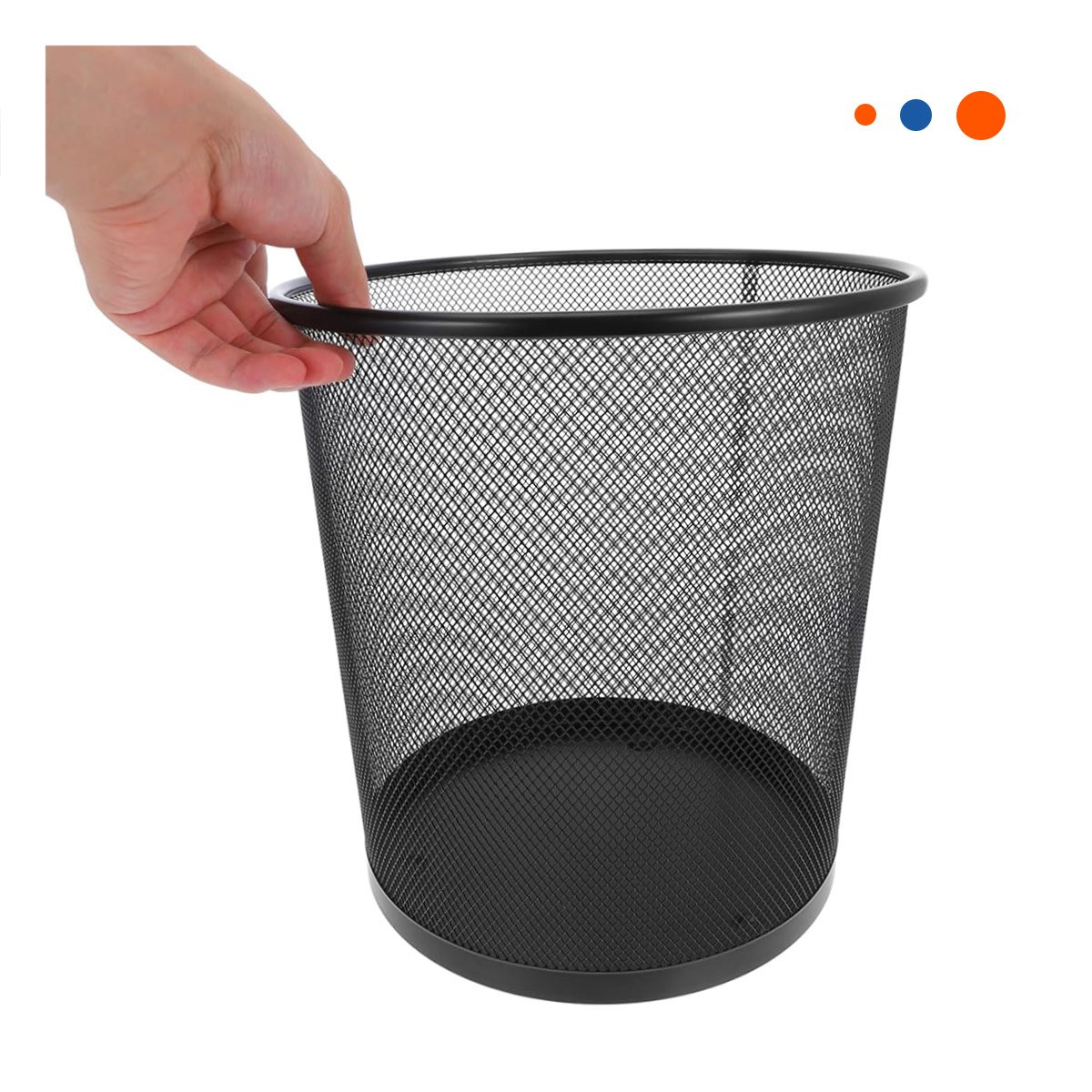 BOTE DE BASURA NEGRO METALICA REDONDO PARA COCINA OFICINA Y HOGAR YPAPEL REGALO - 1