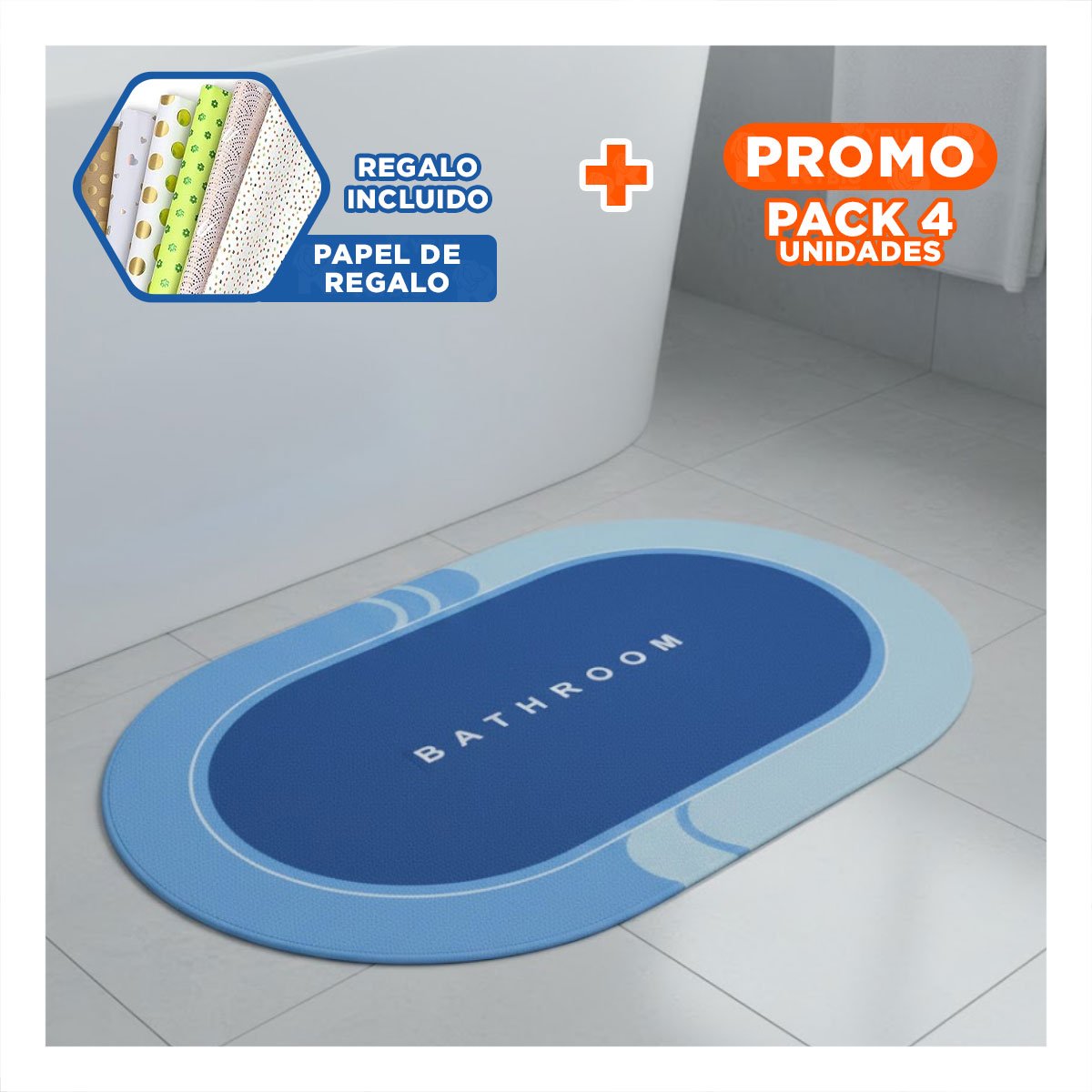 PACK4 TAPETE OVALADO DECORATIVO PARA USO EN CASA Y HOGAR CELESTE YPAPEL REGALO - 1