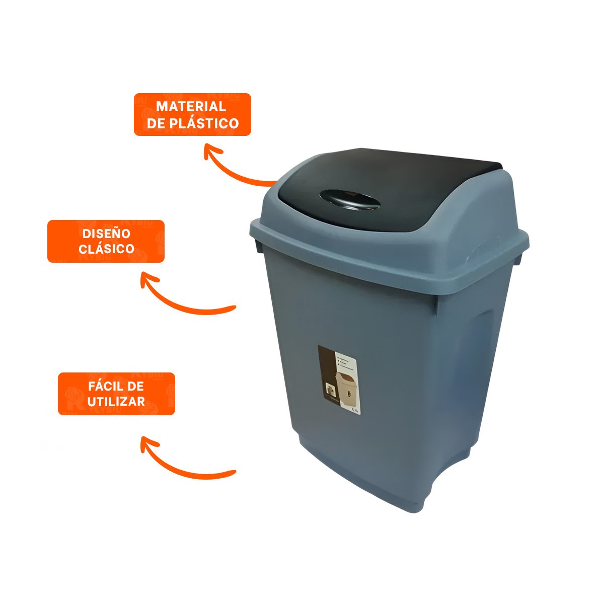 RECIPIENTE DE BASURA CON TAPA VAIVEN COLOR AZUL Y CAPACIDAD 10L - 3