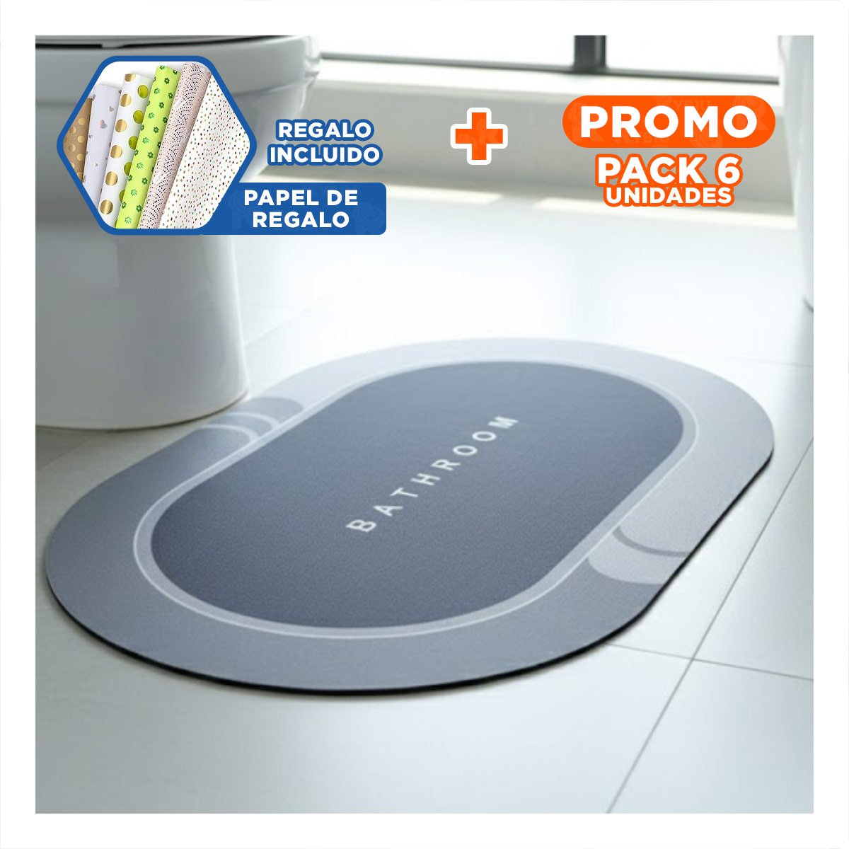 PACK6 BASE DE PISO OVALADA PARA ESPACIOS DE CASA Y HOGAR CON APOYO SEGURO PLOMO YPAPEL REGALO - 1