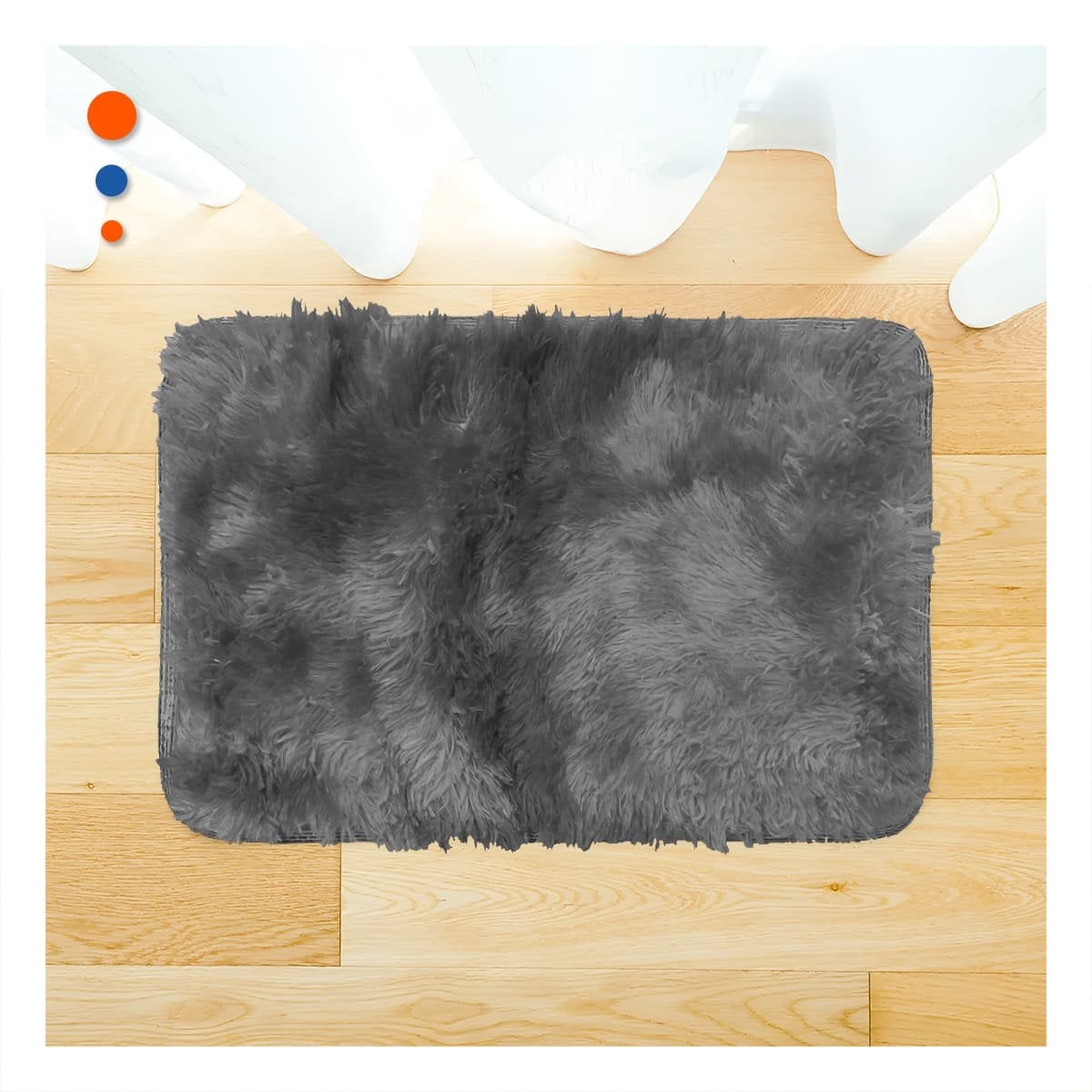 PACK2 ALFOMBRA DIMENSIONES 40X60CM CON ACABADO PELUCHE RECTANGULAR NEGRO Y PLOMO - 2
