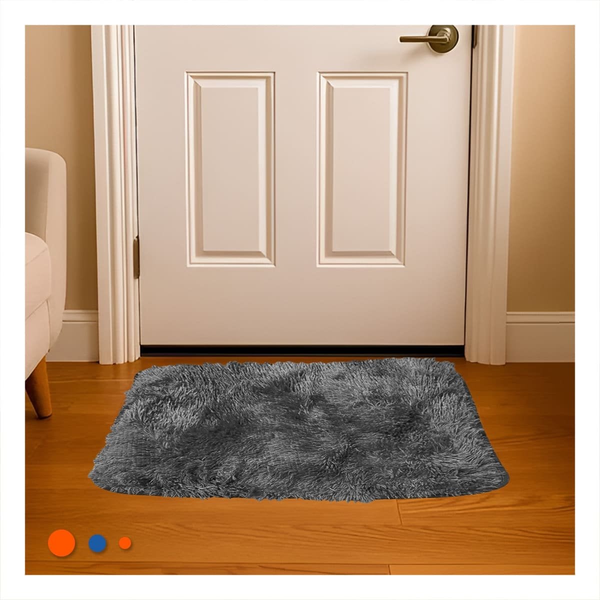 PACK2 ALFOMBRA DIMENSIONES 40X60CM CON ACABADO PELUCHE RECTANGULAR NEGRO Y PLOMO - 3