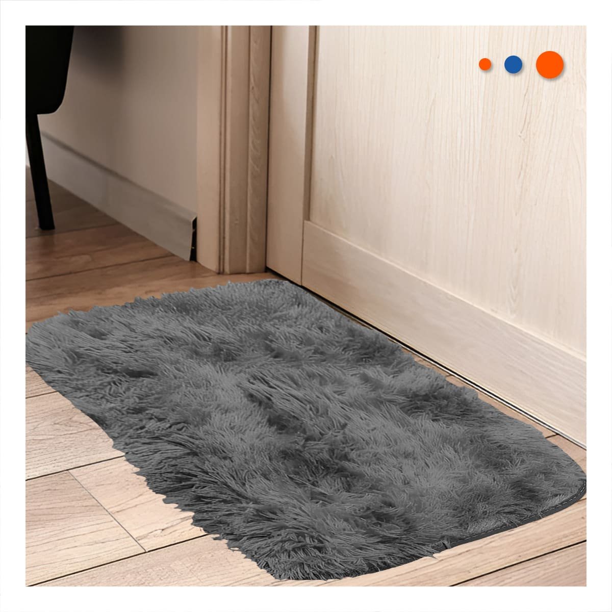 PACK2 ALFOMBRA DIMENSIONES 40X60CM CON ACABADO PELUCHE RECTANGULAR NEGRO Y PLOMO - 5