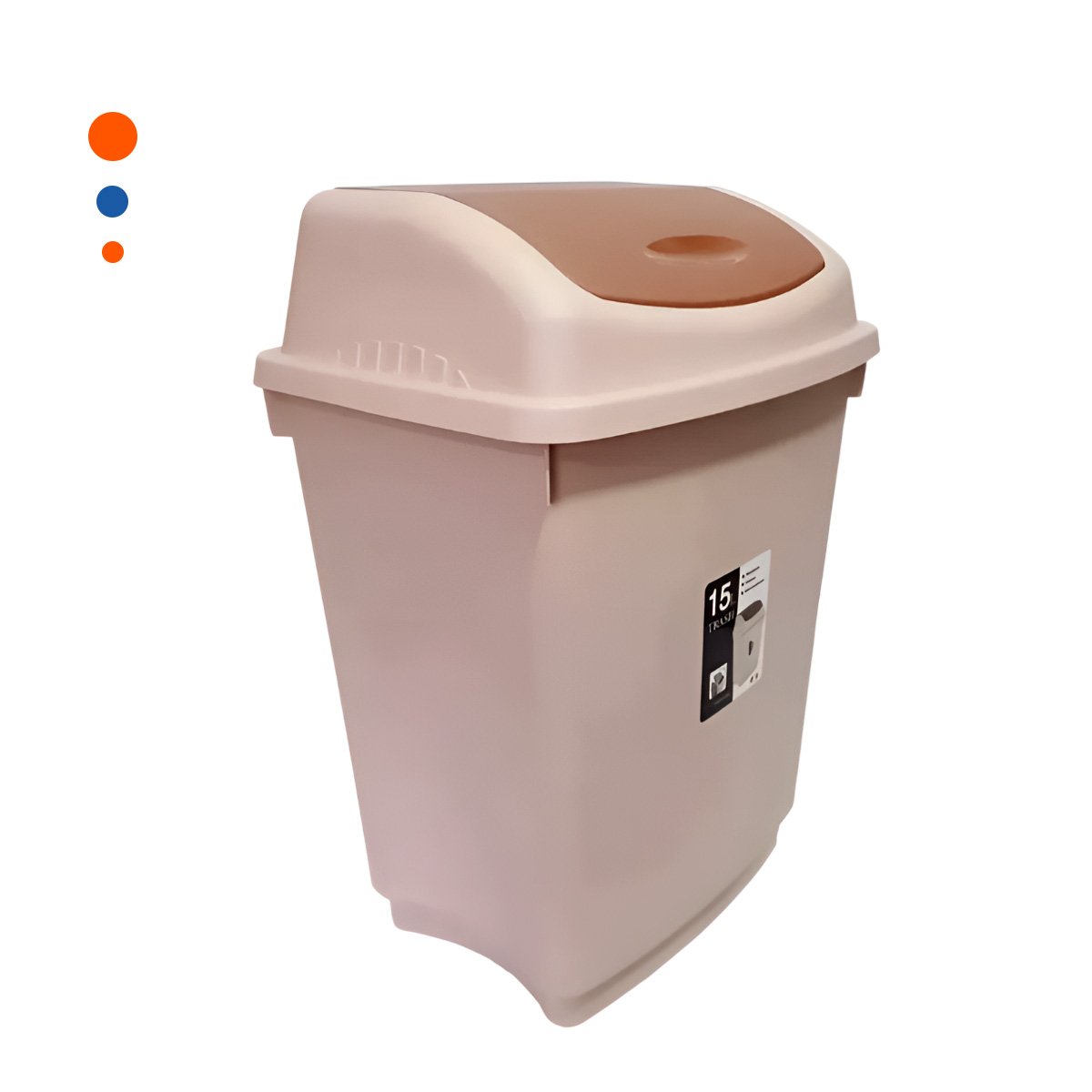 PACK2 TACHO MARRON DE BASURA CON TAPA VAIVEN Y ALMACENAMIENTO 15L YREGALO STICKER - 2