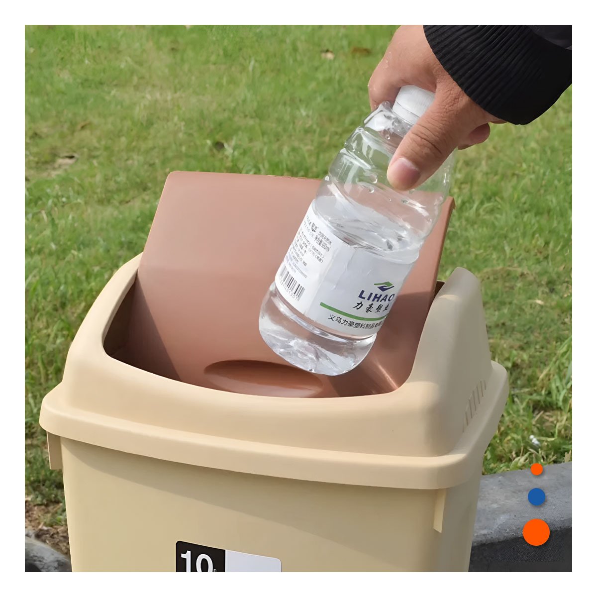PACK2 TACHO MARRON DE BASURA CON TAPA VAIVEN Y ALMACENAMIENTO 15L YREGALO STICKER - 5