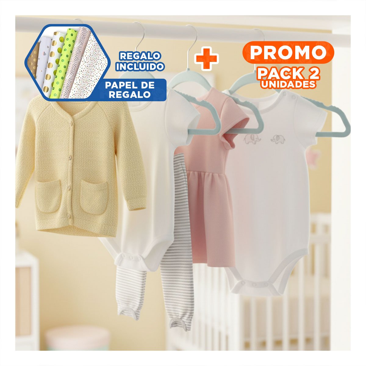 PACK2 ORGANIZADOR PARA MANTENER ROPA INFANTIL LISTA 10 PIEZAS 29X19CM CELESTE Y+PAPEL REGALO - 1