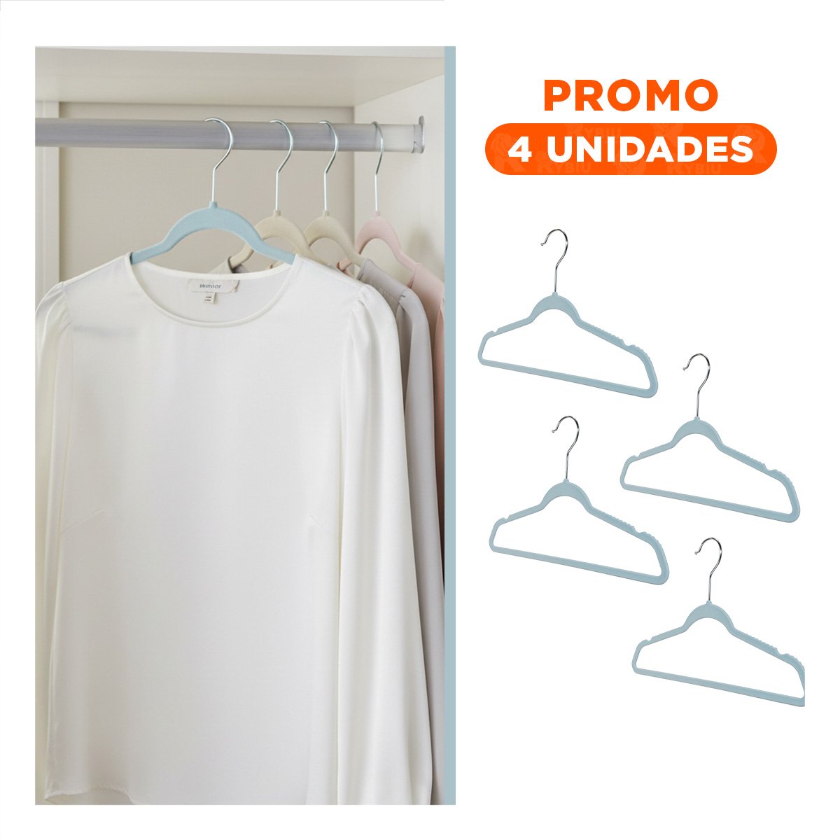 PACK4 ESTRUCTURA PARA COLGAR ROPA INFANTIL 10 PIEZAS 29X19CM CELESTE Y+REGALO STICKER - 1