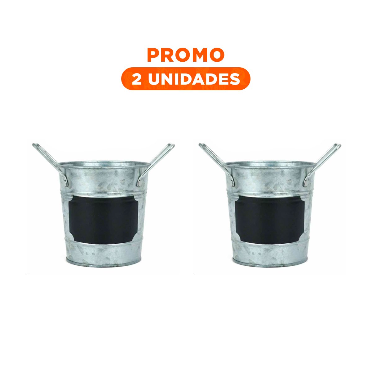PACK2 TIESTO CUBO DE METAL CON DOBLE AGARRADERA Y CUADRO PARA NOTA PARA FLORES - 1