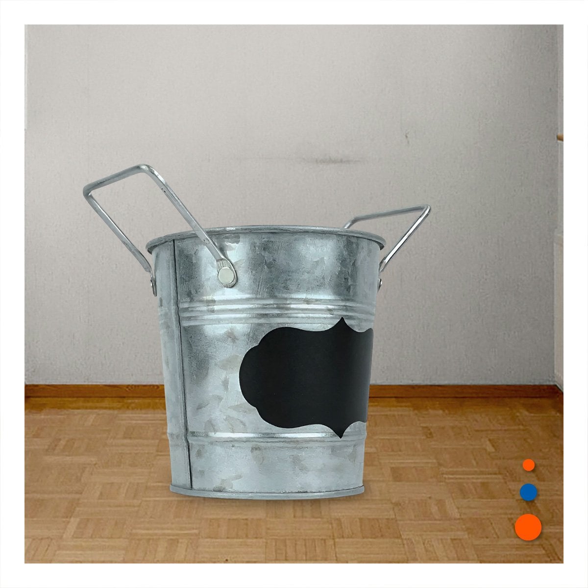 MACETA CUBO DE METAL CON DOBLE ASA 10X8.5CM PLATEADO DISEÑO FIRME Y+PAPEL REGALO - 2