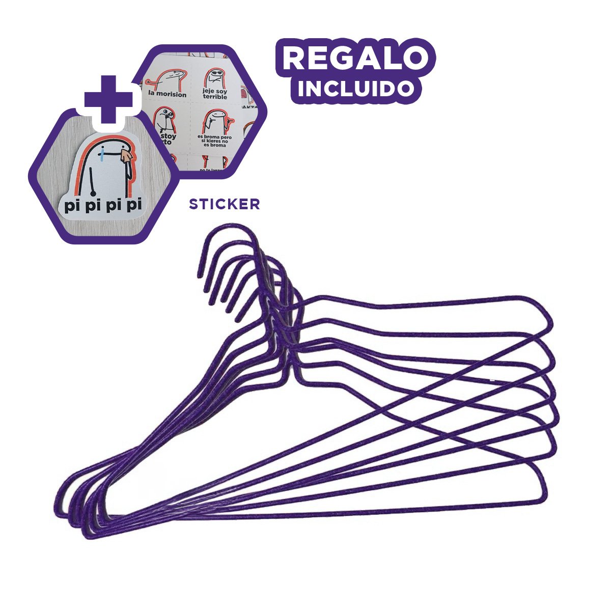 GANCHO PARA MANTENER ROPA INFANTIL ORDENADA 10 PIEZAS 29X19CM MORADO Y+REGALO STICKER - 1
