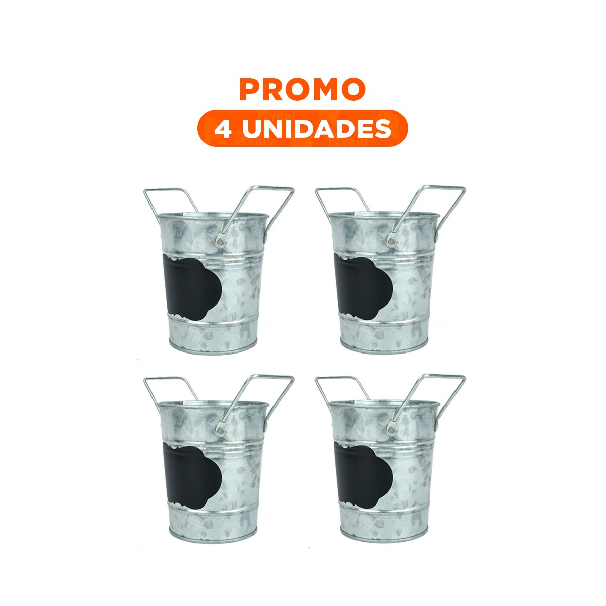 PACK4 TIESTO PLATEADO DE METAL CON DOBLE ASA Y DETALLE FRONTAL PARA MENSAJE Y+REGALO STICKER - 1