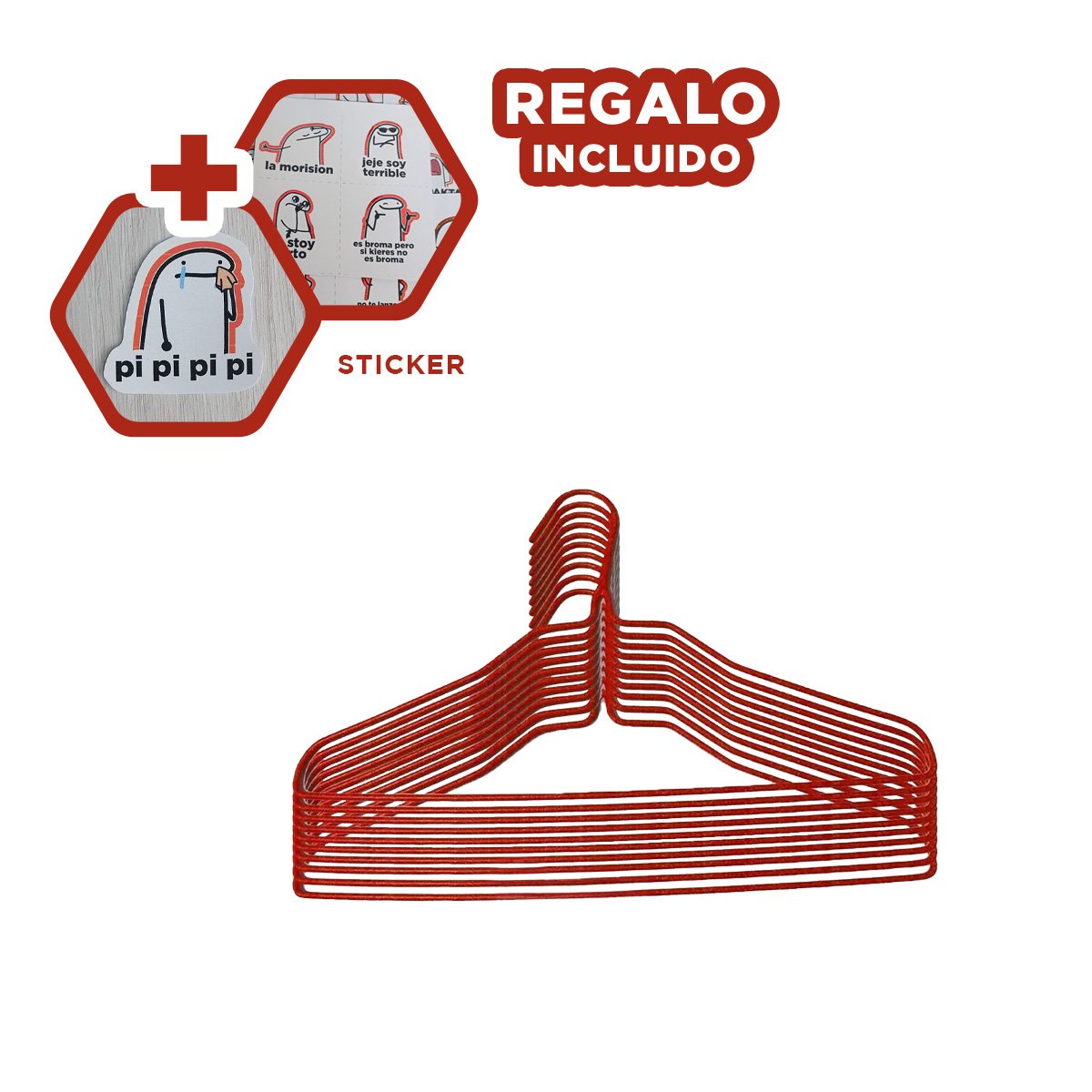 BARRA COMPACTA PARA GUARDAR ROPA INFANTIL 10 PIEZAS 29X19CM ROJO Y+REGALO STICKER - 1