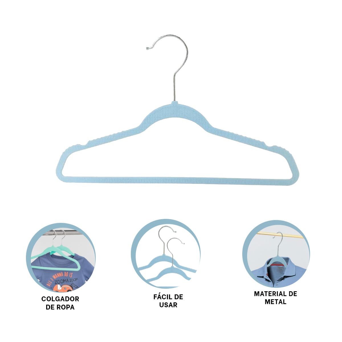 RACK PARA ORDENAR CAMISAS Y PANTALONES INFANTILES 10 PIEZAS 29X19CM CELESTE - 3