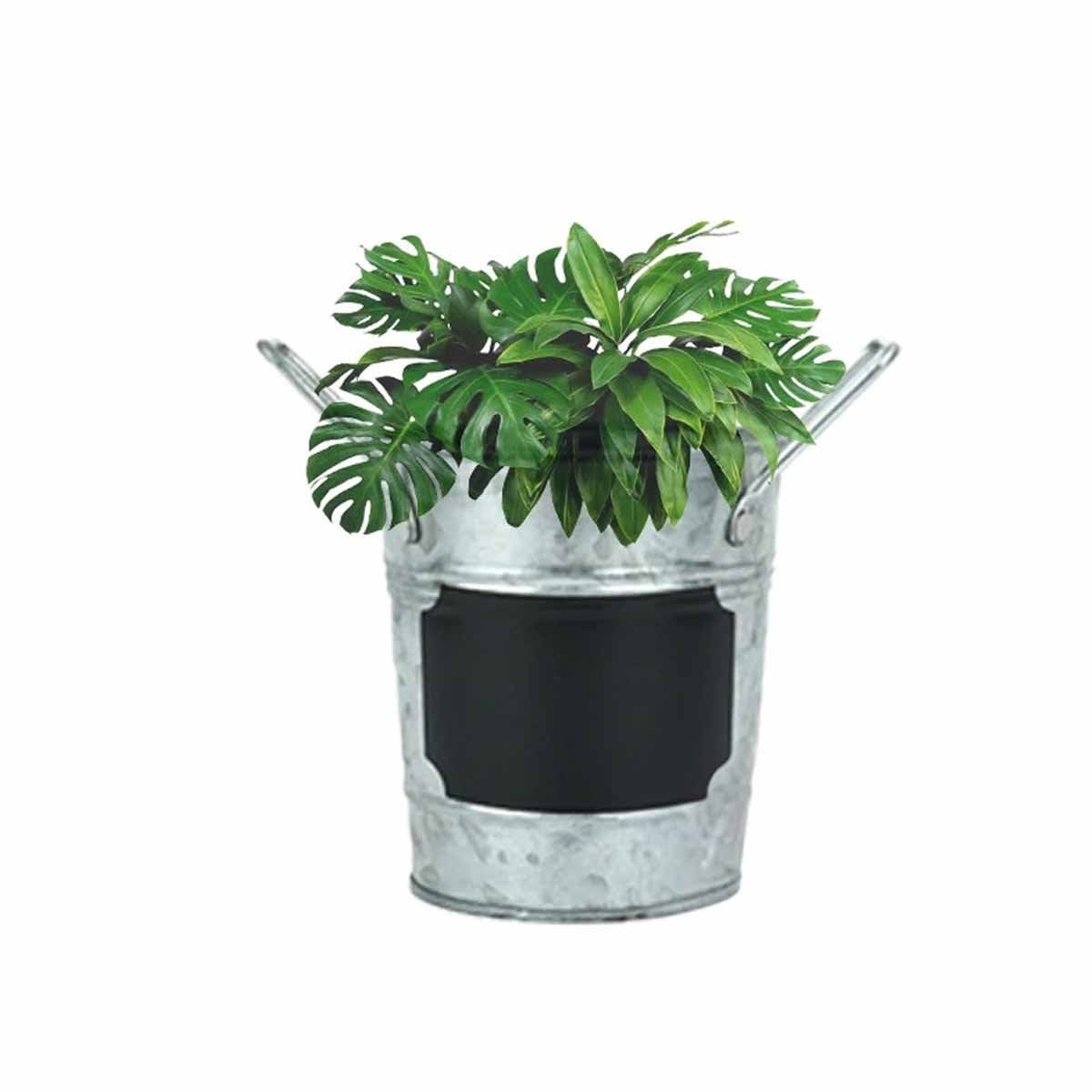PACK6 CUBETA CUBO DE METAL CON DOBLE AGARRADERA Y CUADRO PARA NOTA EN PLATEADO Y+REGALO STICKER - 2
