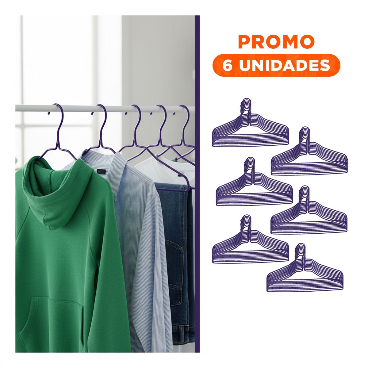 PACK6 ESTRUCTURA PARA MANTENER ORDEN VESTIDOS INFANTILES 10 PIEZAS 29X19CM MORADO - 1