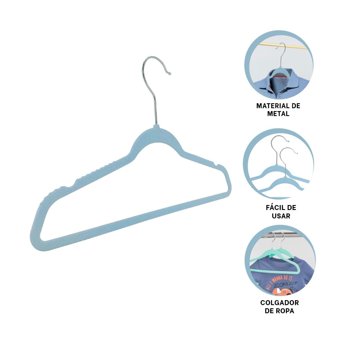 RACK PARA ORGANIZAR ROPA INFANTIL DE USO DIARIO 10 PIEZAS 29X19CM CELESTE Y+LIGAS REGALO - 3