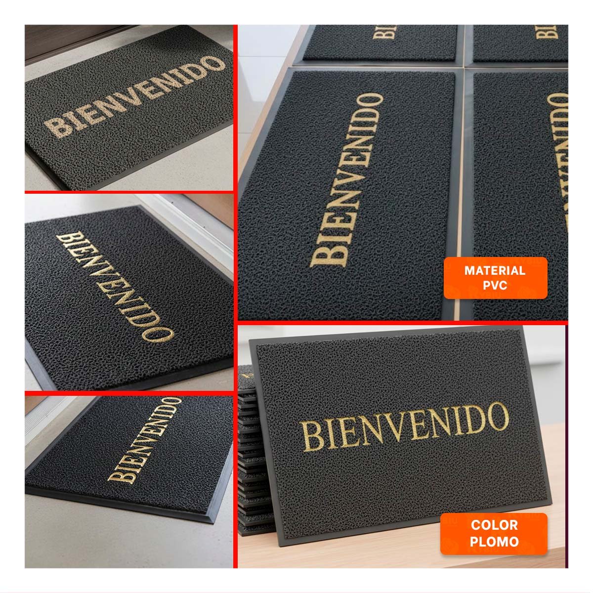 ESTERA RECTANGULAR BIENVENIDO PLOMO PARA PASILLO Y ZONA DE ACCESO Y+LIGAS REGALO - 5