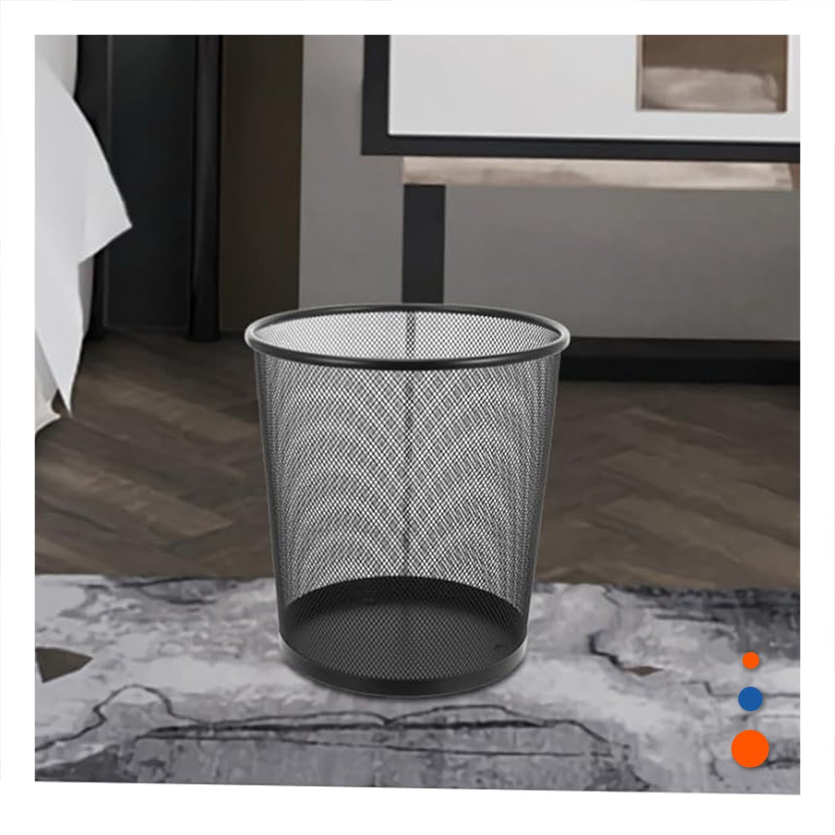 PACK6 TACHO DE BASURA NEGRO METALICA REDONDO PARA HOGAR DORMITORIO Y COCINA YREGALO STICKER - 3