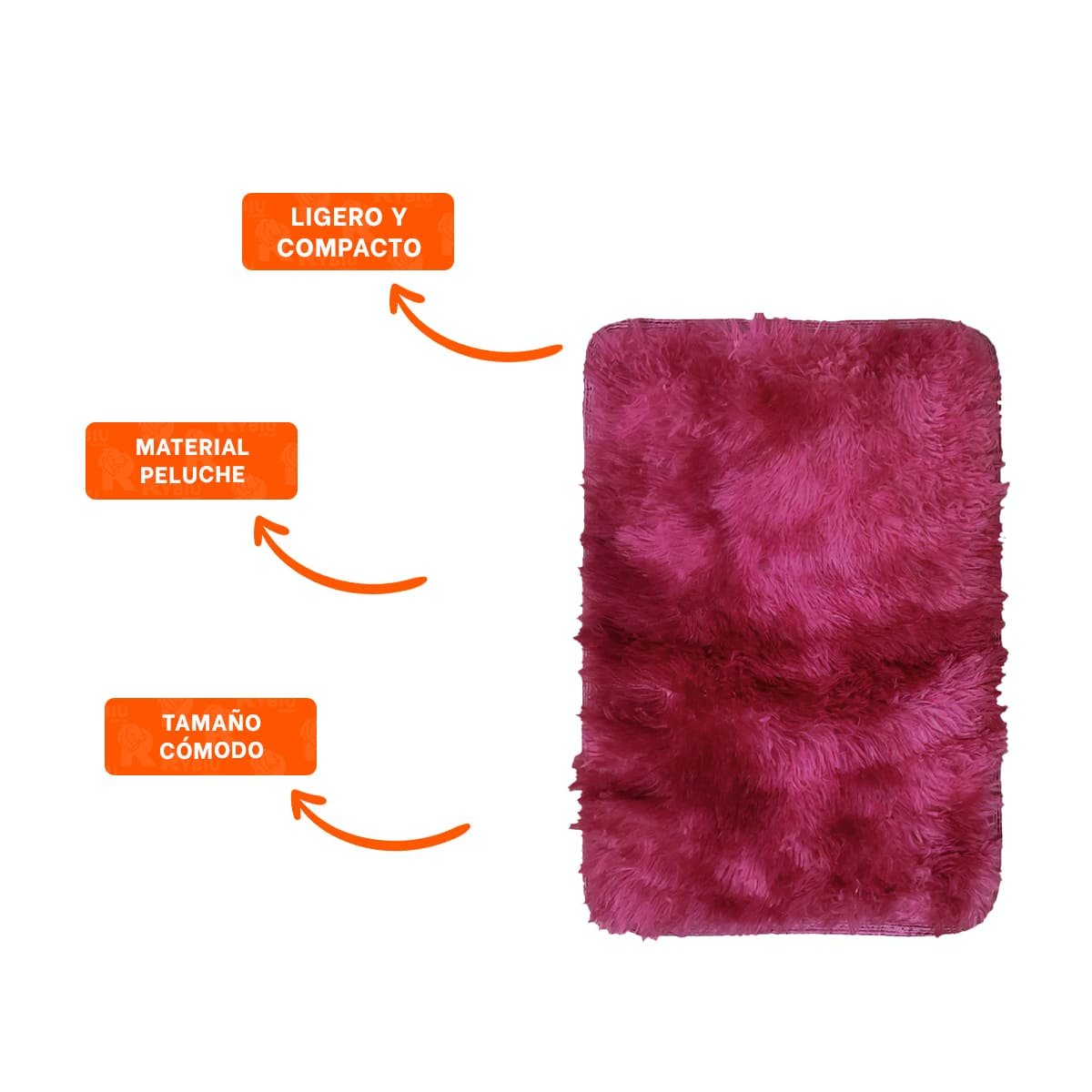 TAPETE RECTANGULAR DIMENSIONES 40X60CM CON TEXTURA PELUCHE FUCSIA Y GUINDA - 3