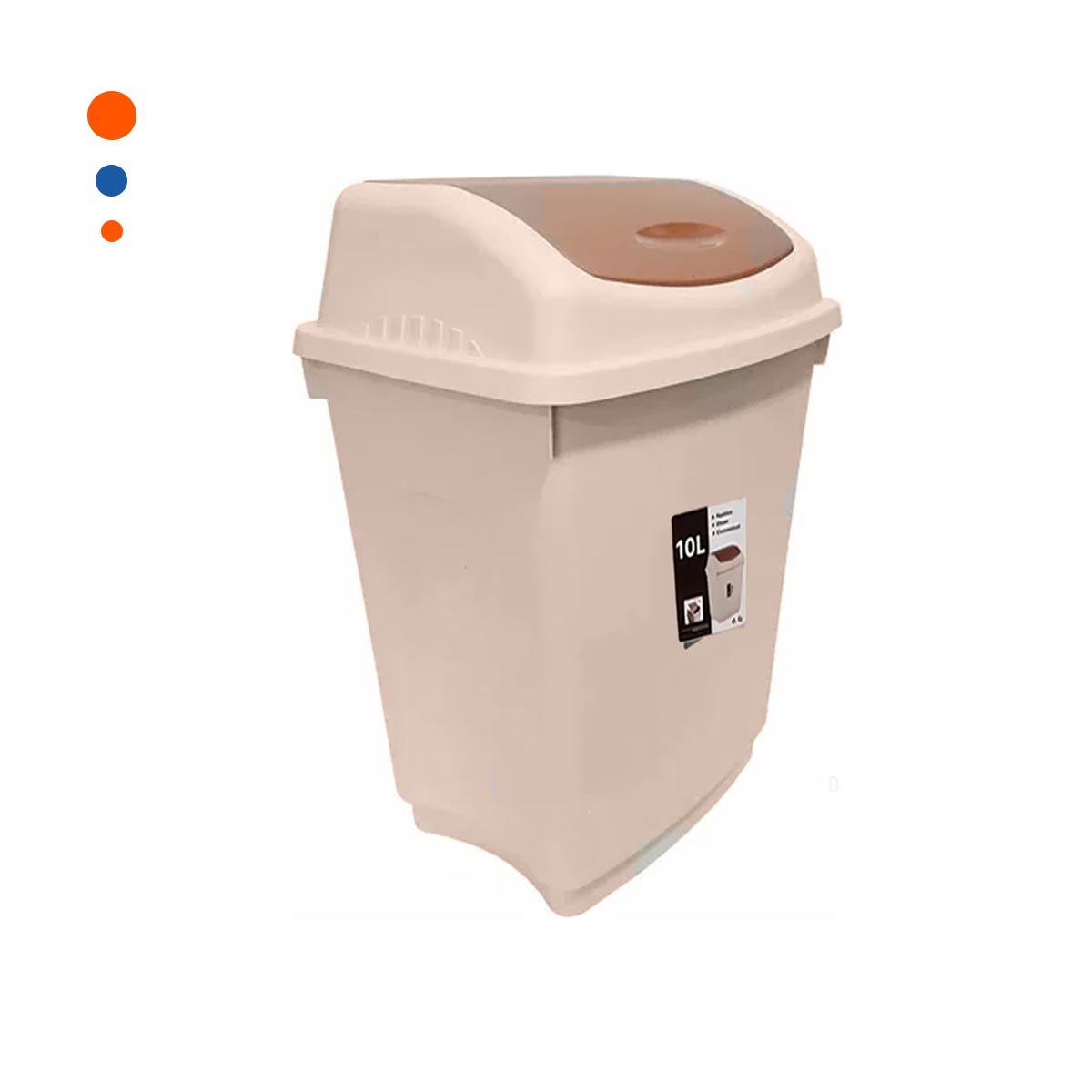 PACK6 CONTENEDOR DE BASURA VAIVEN COLOR MARRON PARA HOGAR 10L YREGALO STICKER - 2