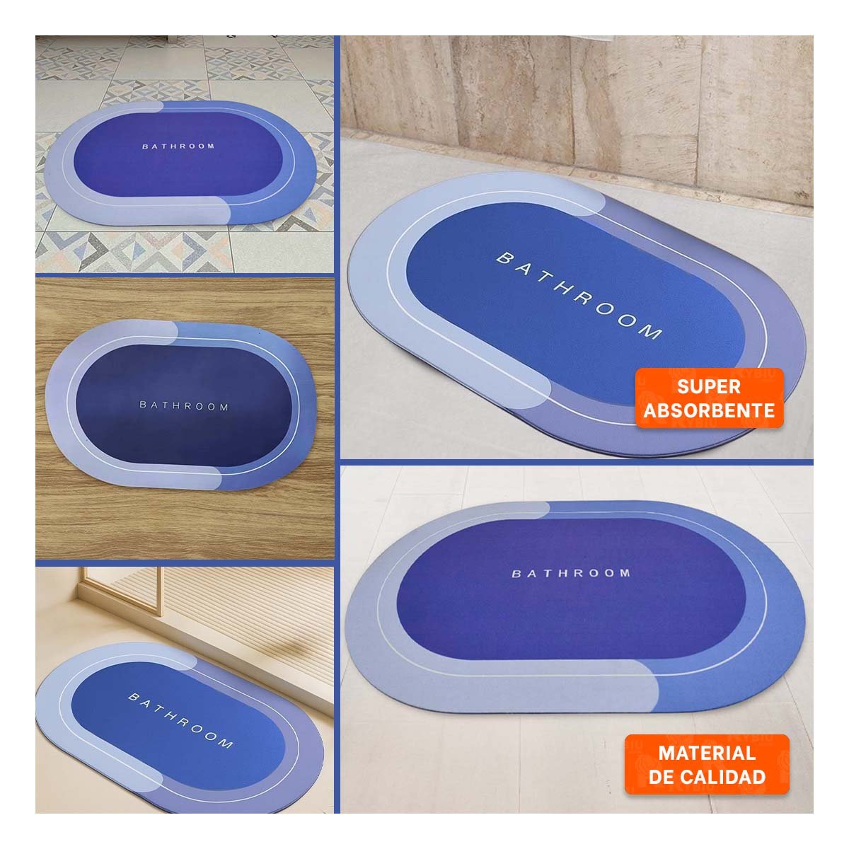 CUBIERTA DE PISO OVALADA PARA HOGAR Y CASA CON USO INTERIOR AZUL YLIGAS REGALO - 5