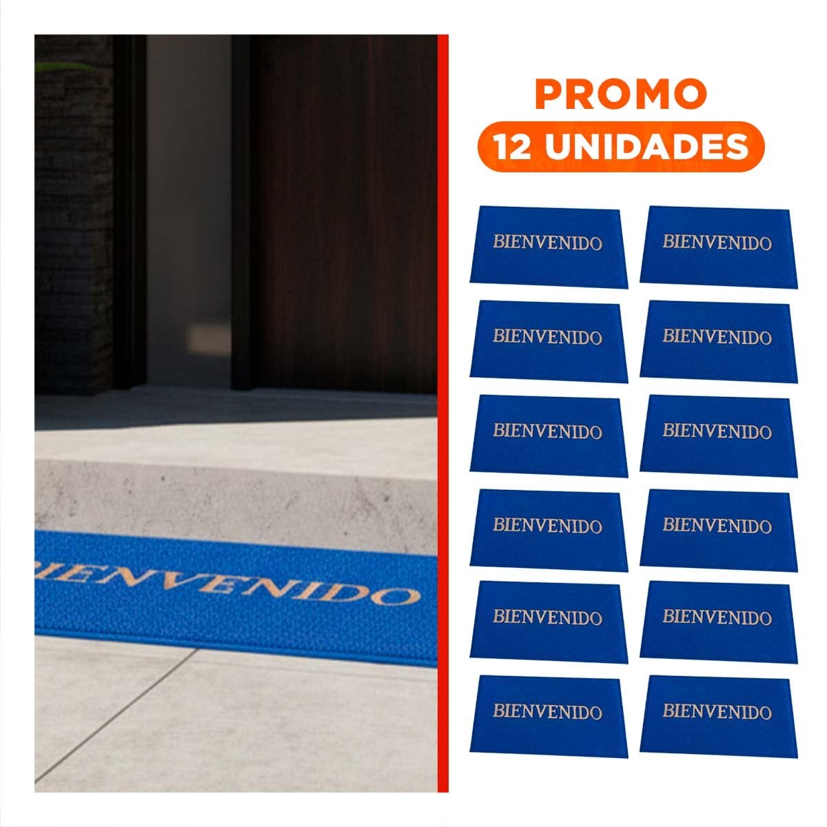 PACK12 PISO RECTANGULAR BIENVENIDO NEGRO MODERNO Y DURADERO PARA ENTRADAS Y+REGALO STICKER - 1