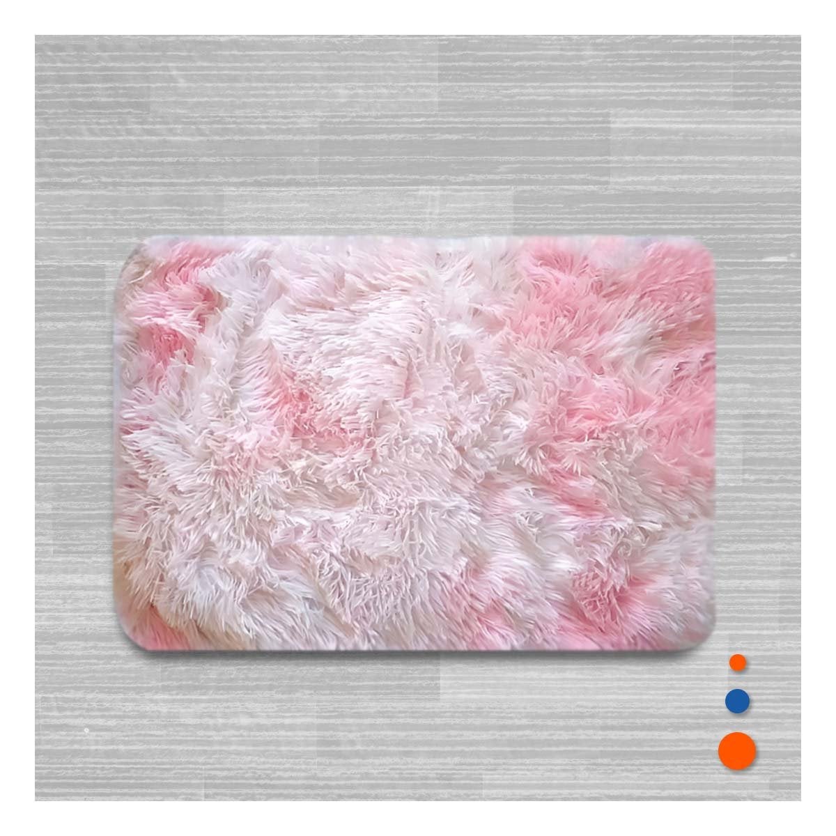 TAPETE DE PELUCHE DIMENSIONES 40X60CM RECTANGULAR ROSADO Y BLANCO YSTICKY - 3