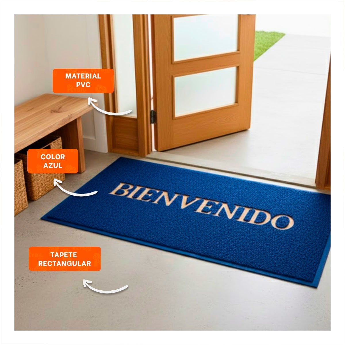 ESTERA RECTANGULAR BIENVENIDO NEGRO COMODA Y MODERNA PARA ENTRADA PRINCIPAL Y+POST IT - 2