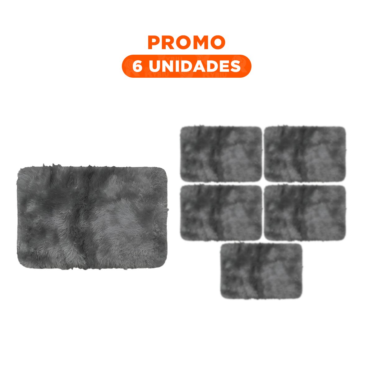 PACK6 ALFOMBRILLA RECTANGULAR CON NEGRO Y PLOMO PELUCHE 40X60CM - 1