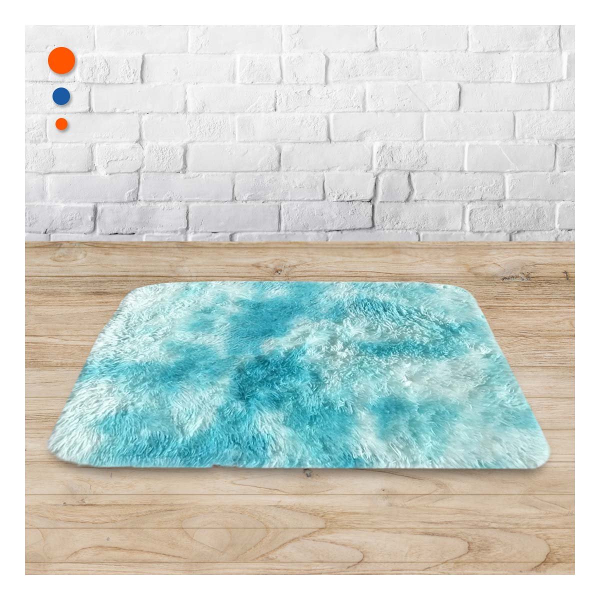 TAPETE CELESTE Y BLANCO DE PELUCHE RECTANGULAR CON DIMENSIONES 40X60CM YPAPEL REGALO - 5
