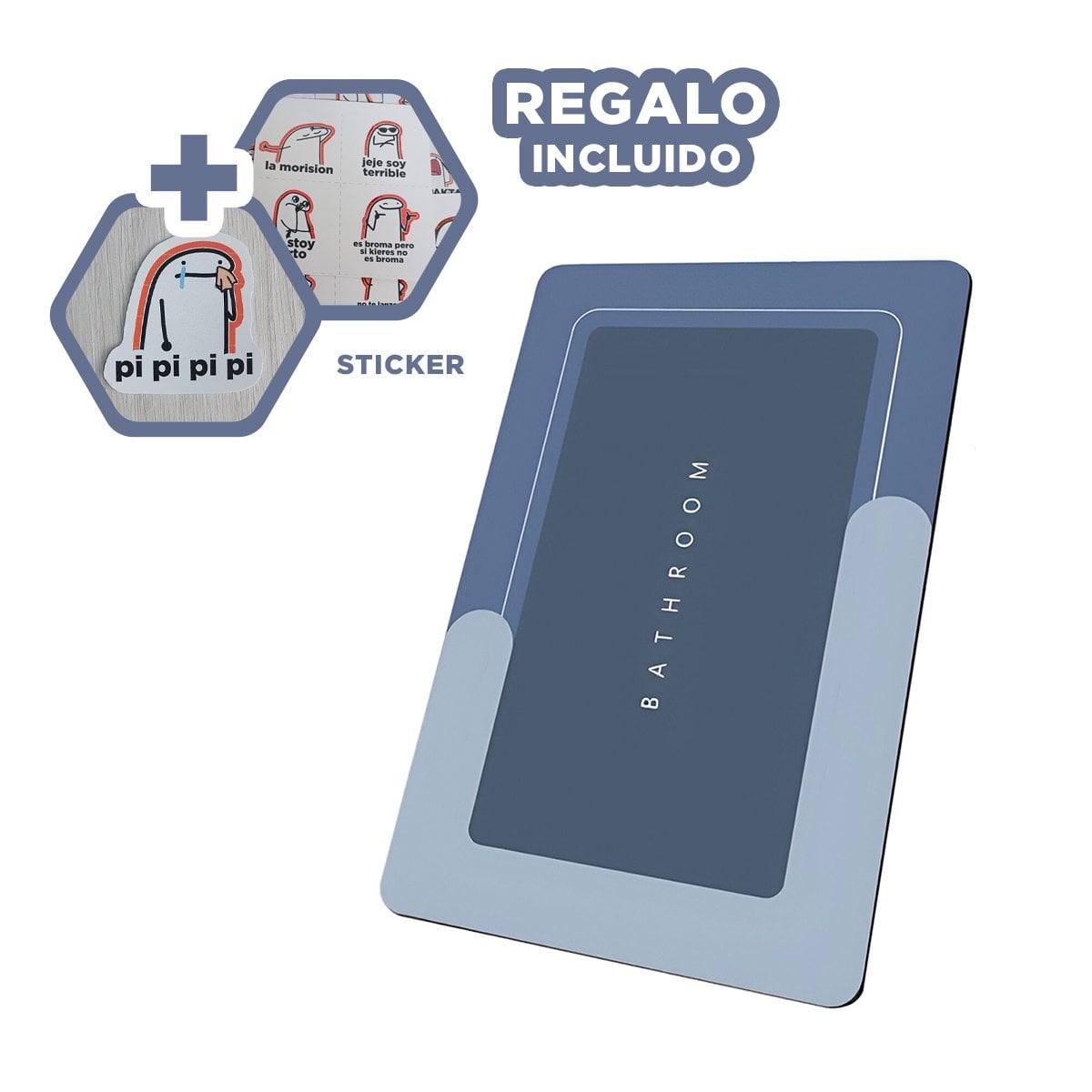 ESTERILLA RECTANGULAR AZUL PARA BANO HOGAR CON ACABADO SOBRIO Y FUNCIONAL Y+REGALO STICKER - 1