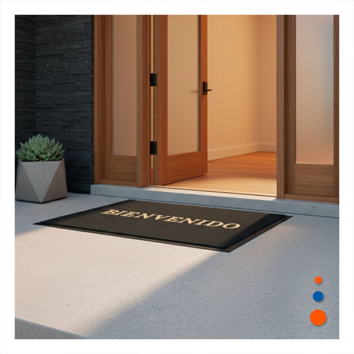 PACK4 FELPUDO RECTANGULAR BIENVENIDO PLOMO PARA DECORAR ENTRADA Y SALA Y+PAPEL REGALO - 5
