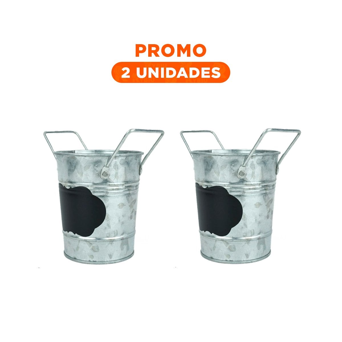 PACK2 JARRON DE ESTILO INDUSTRIAL PLATEADO CON DOBLE ASA Y CUADRO PARA NOTA - 1