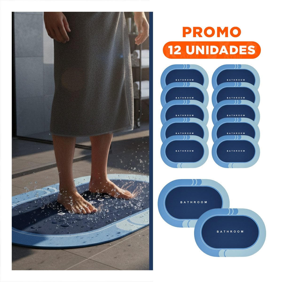 PACK12 TAPIZ OVALADO PARA USO INTERIOR EN CASA Y HOGAR SUAVE CELESTE Y+REGALO STICKER - 1