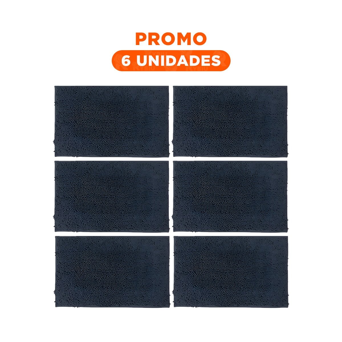 PACK6 PISO TEXTIL RECTANGULAR CLASICO DE MICROFIBRA 40X60CM PLOMO OSCURO - 1