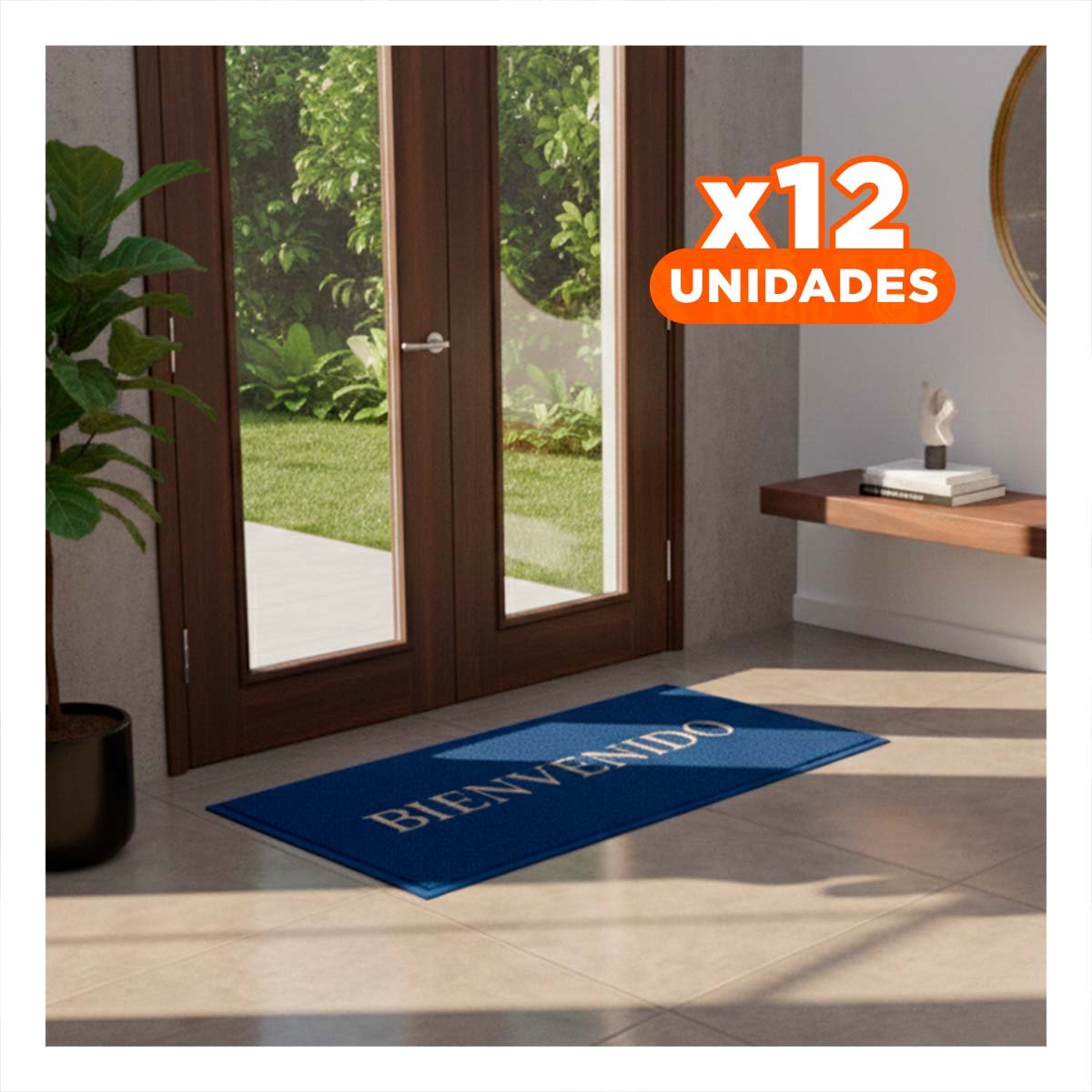 PACK12 ALFOMBRA RECTANGULAR BIENVENIDO NEGRO FUNCIONAL Y ELEGANTE PARA ENTRADA - 1