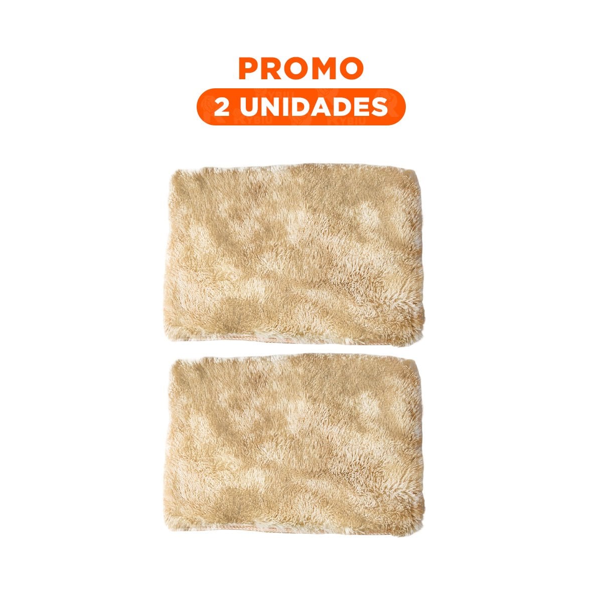 PACK2 ALFOMBRA DIMENSIONES 40X60CM CON ACABADO PELUCHE RECTANGULAR CAMELLO Y CREMA - 1
